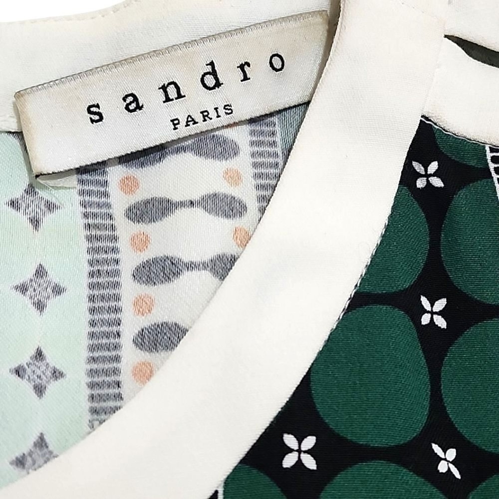 Sandro Shift Dress Womens (1) US XS - Multi Geometric Stripe Boho Chic Designer - Picture 3 of 13